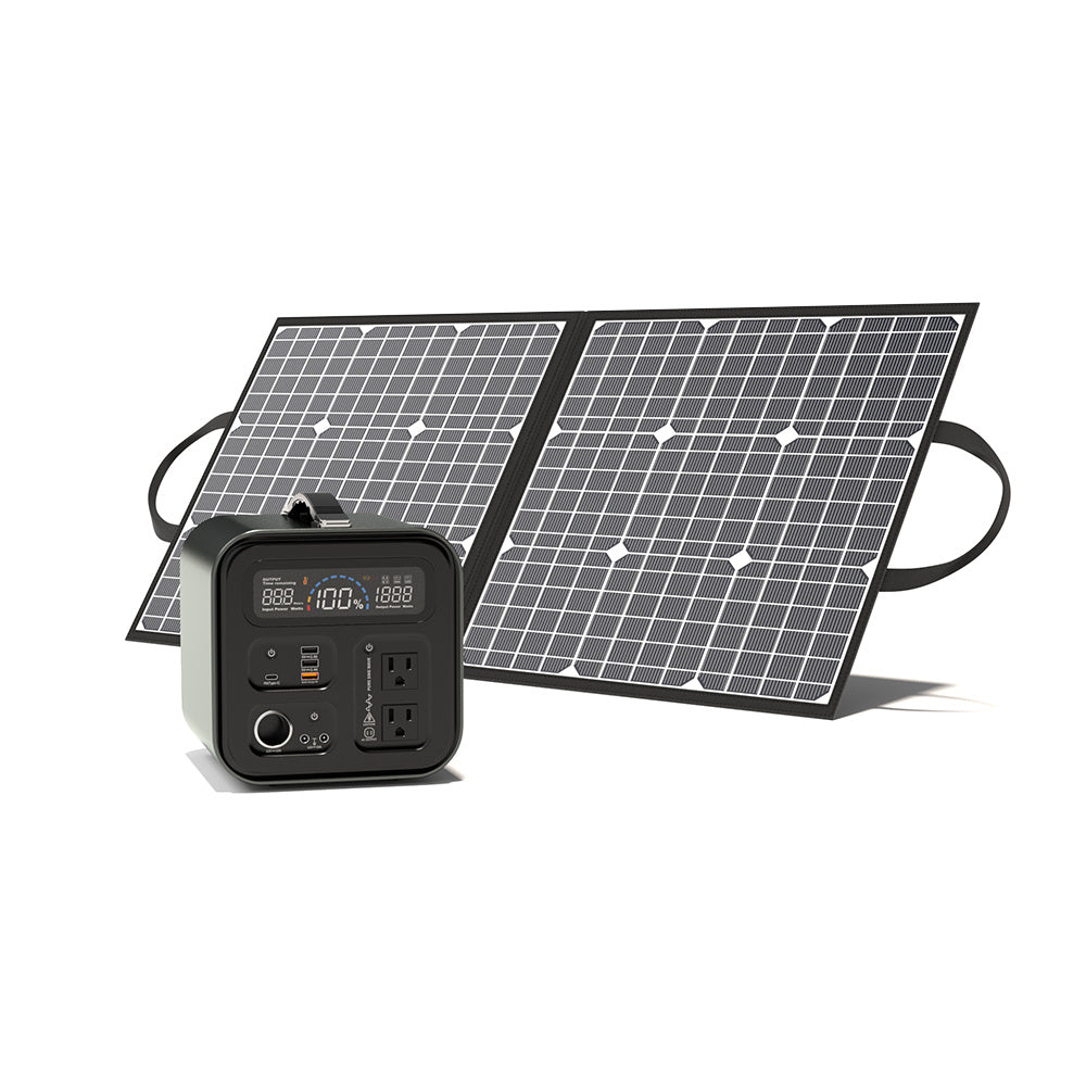 GOFORT Portable Power Station; 550Wh Solar Generator With 600W (Peak 1200W) 110V AC Outlets; 120W 12V DC; SOS Flashlight