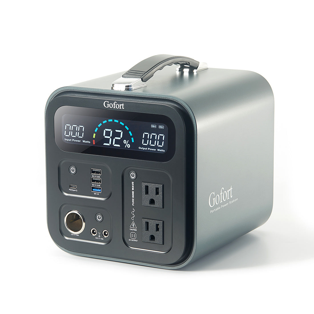 GOFORT Portable Power Station; 550Wh Solar Generator With 600W (Peak 1200W) 110V AC Outlets; 120W 12V DC; SOS Flashlight