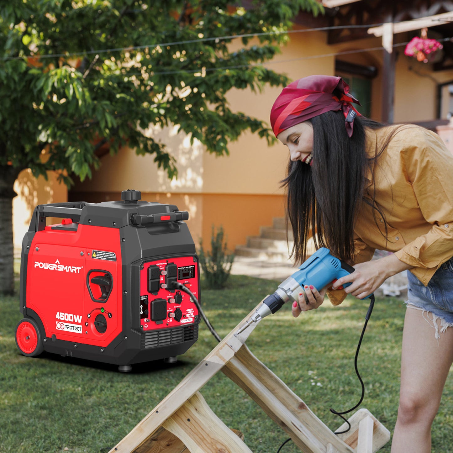 PowerSmart Gas Powered Portable Generator, Low Noise, (4500 Watts+CO)