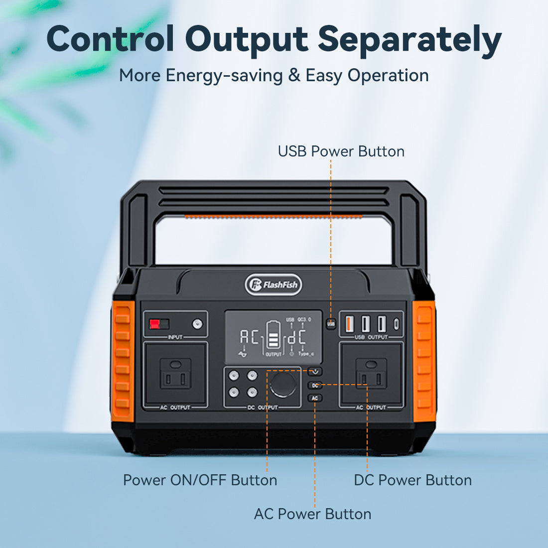 Flashfish 560W Portable Power Station Solar; AC Outlets; 5xDC Output and 4xUSB outlets