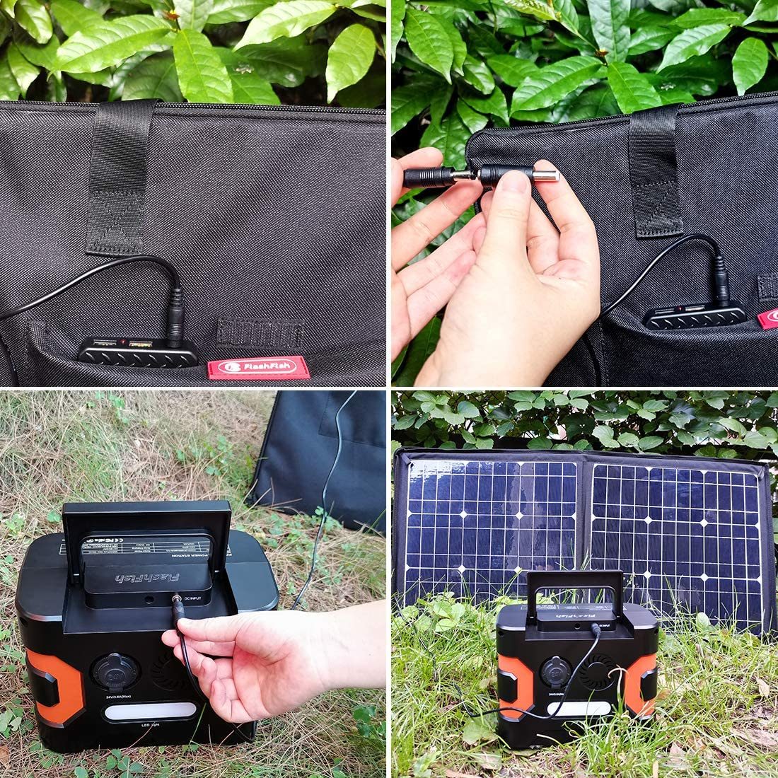 100W 18V Portable Solar Panel, Flashfish Foldable Solar Charger with 5V USB 18V DC Output Compatible with Portable Generator