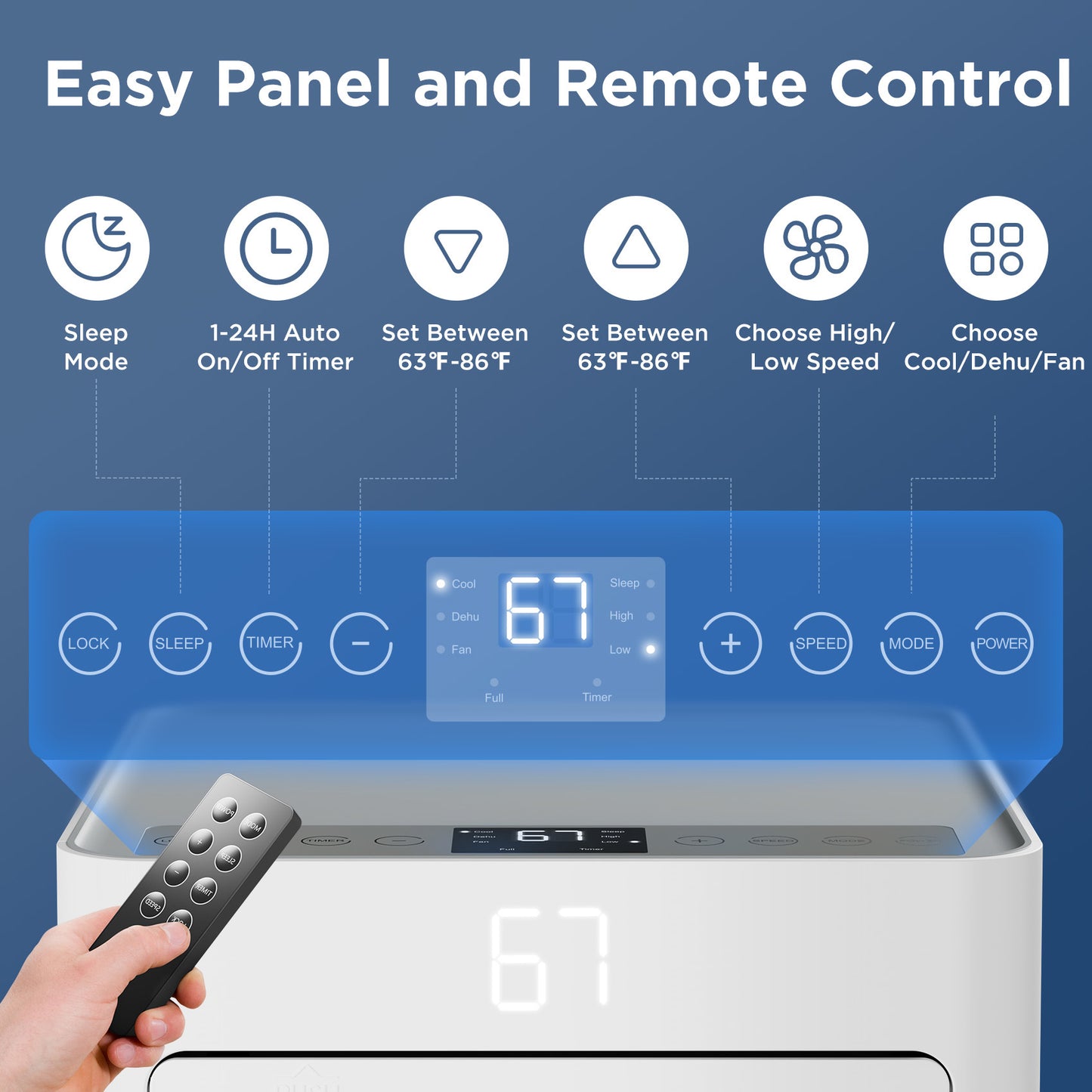 10,000 BTU Portable Air Conditioners, Portable AC Unit with Remote Control for Room up to 400 Sq.Ft