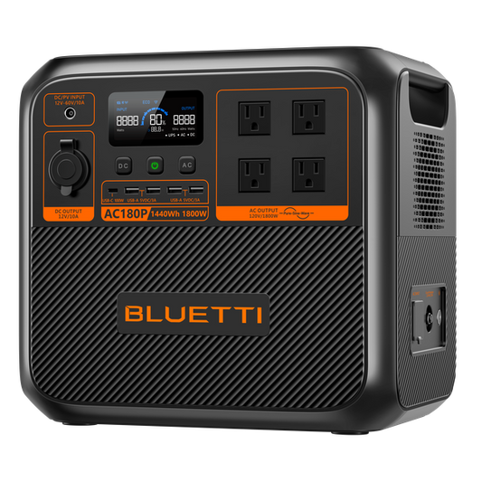 BLUETTI Portable Power Station AC180P, 1440 Watt-Hour Lithium Iron Phosphate Battery Backup with 4 x 1800 Watt