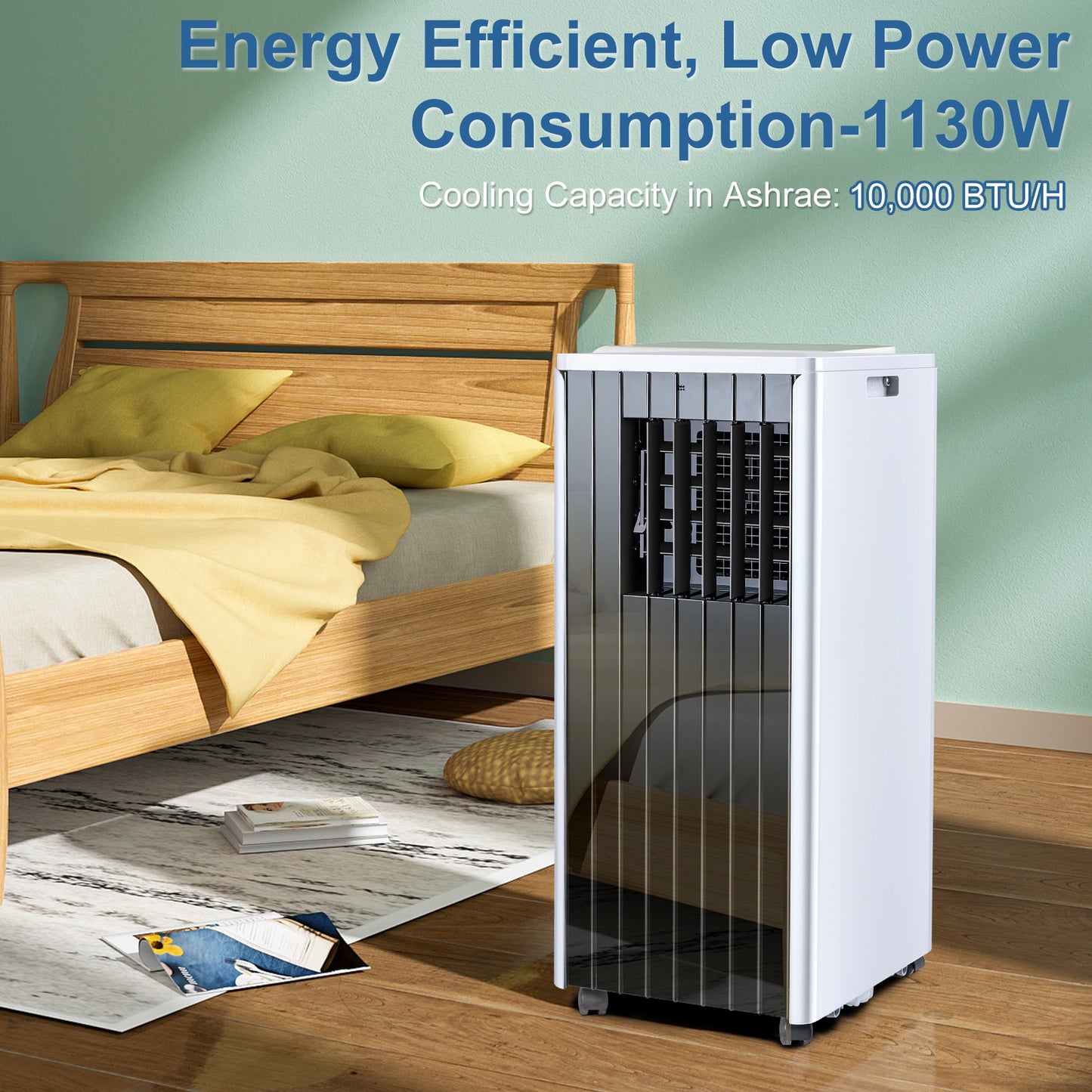 10,000 BTU Portable Air Conditioners, 5 in 1 Portable AC Unit For Room up to 250 Sq.Ft with Cool, Dehumidifier, and fan