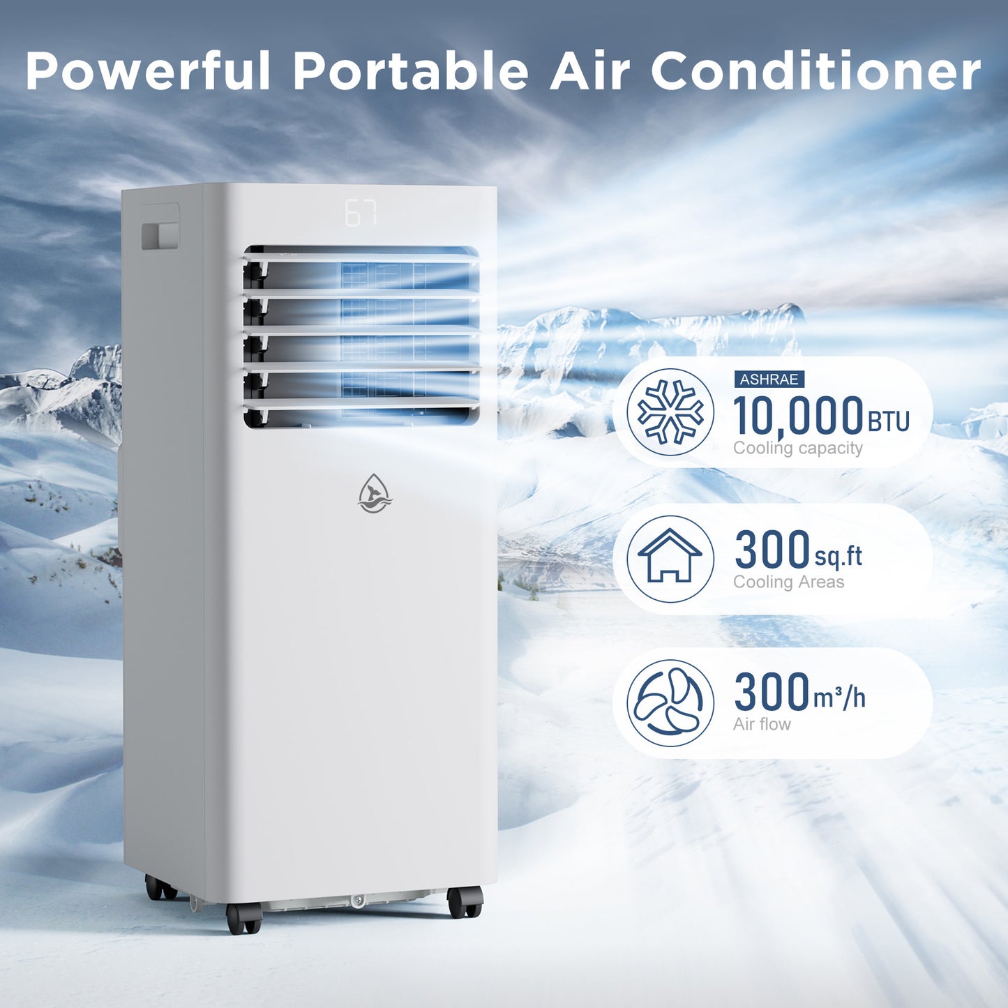 10,000 BTU Portable Air Conditioners, Portable AC Unit with Remote Control for Room up to 400 Sq.Ft