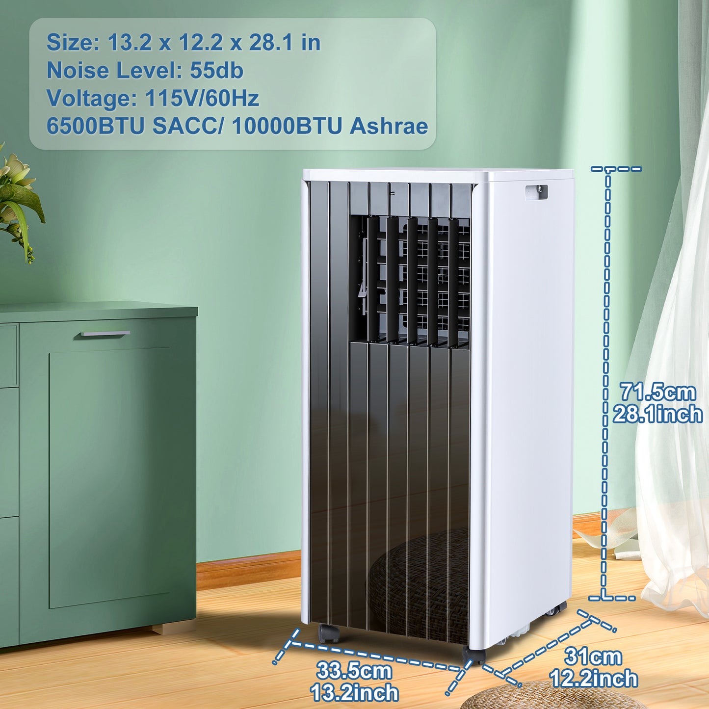 10,000 BTU Portable Air Conditioners, 5 in 1 Portable AC Unit For Room up to 250 Sq.Ft with Cool, Dehumidifier, and fan