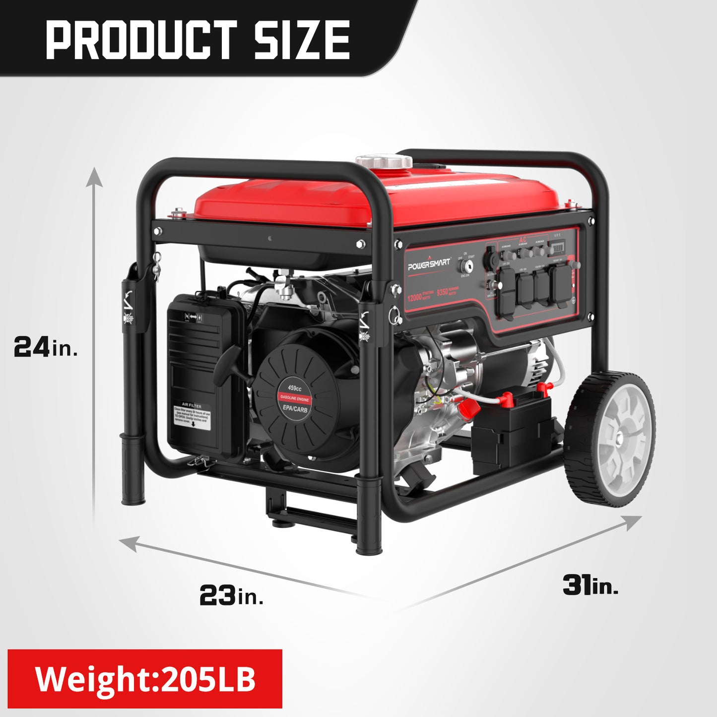 PowerSmart 459CC Gas Powered Outdoor Generator, 12000 Peak Watt