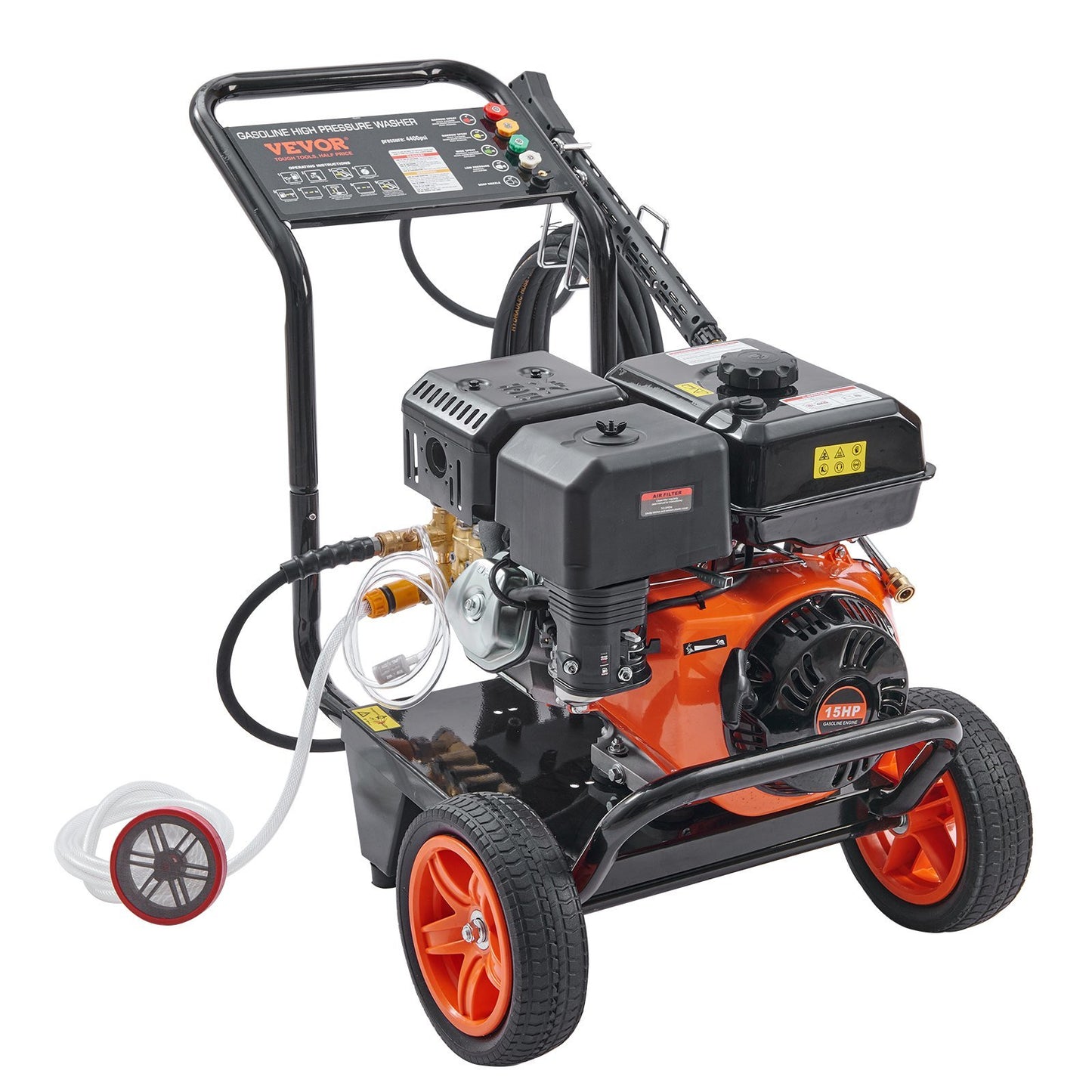 VEVOR Gas Pressure Washer, 4400 PSI 4.0 GPM, Gas Powered Pressure Washer with Copper Pump, Spray Gun and Extension Wand, 5 Quick Connect Nozzles,