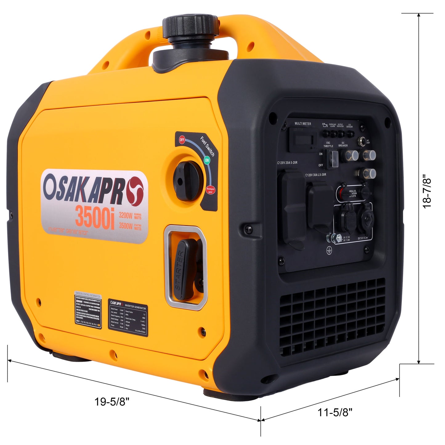 Osakapr 3500 Watt Portable Inverter Generator Gas Powered