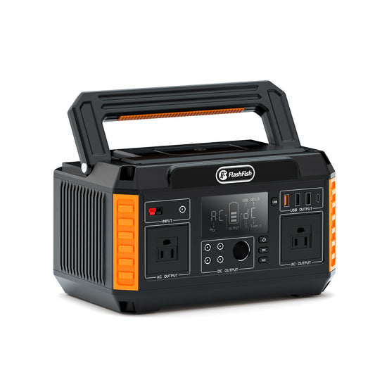 Flashfish 560W Portable Power Station Solar; AC Outlets; 5xDC Output and 4xUSB outlets